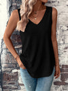 Eyelet V-Neck Wide Strap Tank