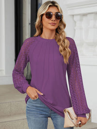 Round Neck Lace Long Sleeve Top