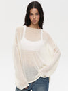 Round Neck Long Sleeve Knit Cover Up