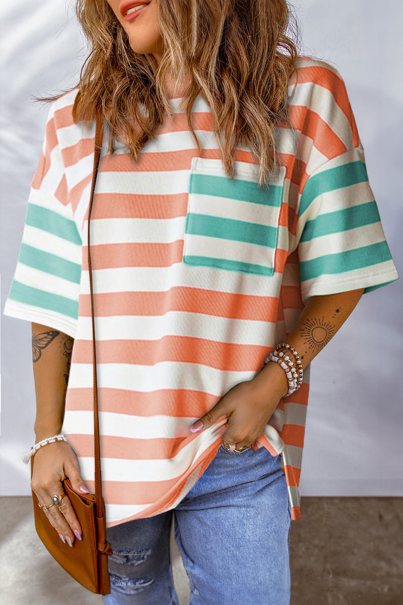 Striped Round Neck Half Sleeve T-Shirt