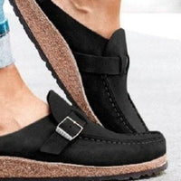 Round Toe Low Heel Buckle Sneakers