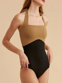 Contrast Halter Neck One-Piece Swimwear