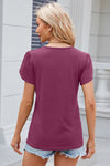 Decorative Button V-Neck Short Sleeve T-Shirt