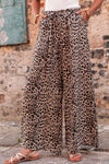 Leopard Drawstring Wide Leg Pants