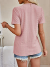 Eyelet V-Neck Short Sleeve Top