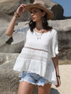 Lace Detail Round Neck Half Sleeve Blouse