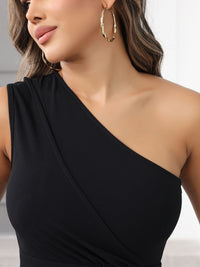 Summer & Spring Sleeveless One-Shoulder A-Line Dress - Fitted Bodice with Flowy Skirt, Casual and Flattering, Mini Length, Women's Fashion