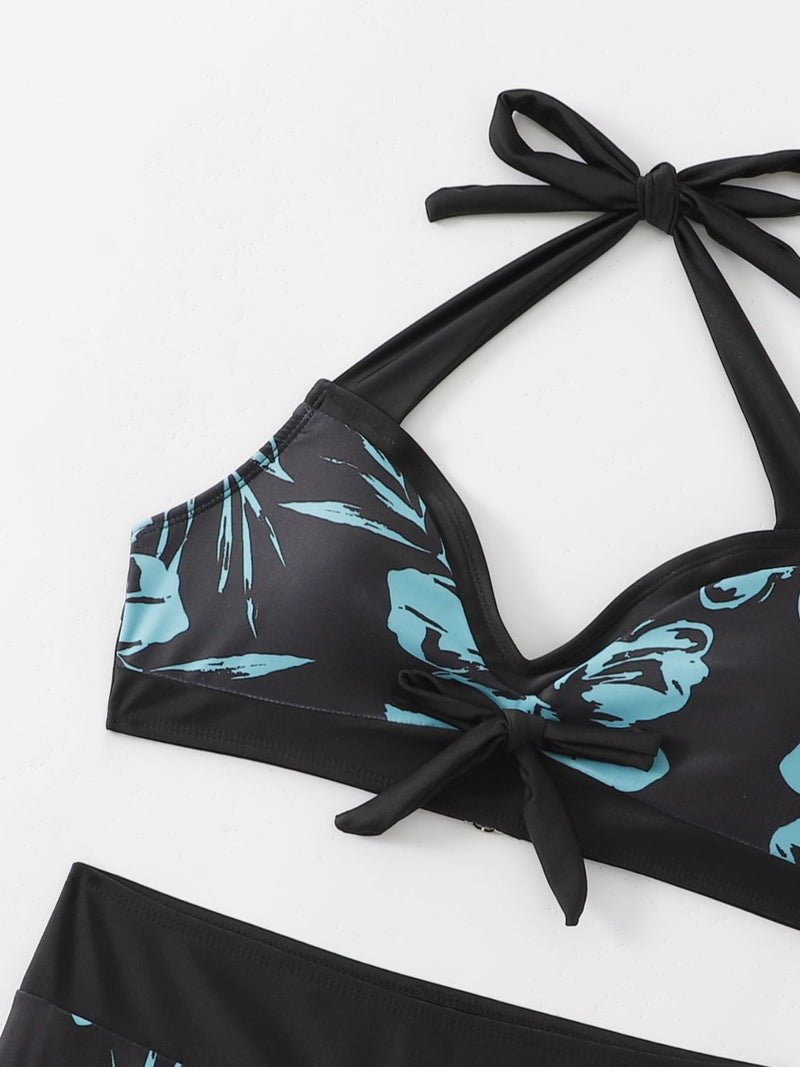 Printed Halter Neck Two-Piece Bikini Set