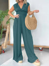 Smocked Cap Sleeve Wide Leg Jumpsuit