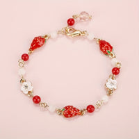 Cute Strawberry Charm Bracelet Elegant Fruit Design Hand Jewelry For Women Girls Gift