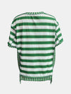 Full Size Contrast Stitching Striped Round Neck T-Shirt