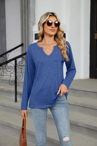 Notched Long Sleeve T-Shirt