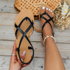 PU Leather Crisscross Flat Sandals