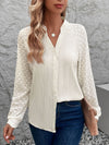 Textured Notched Long Sleeve Shirt