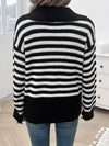 Striped Collared Neck Long Sleeve Sweater