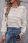 Striped Round Neck Long Sleeve Top