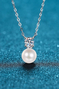 925 Sterling Silver Freshwater Pearl Moissanite Necklace - Everydayswear - 