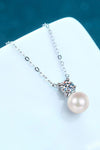 925 Sterling Silver Freshwater Pearl Moissanite Necklace - Everydayswear - 