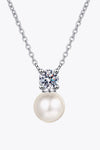 925 Sterling Silver Freshwater Pearl Moissanite Necklace - Everydayswear - 