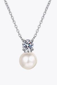 925 Sterling Silver Freshwater Pearl Moissanite Necklace - Everydayswear - 