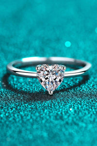 925 Sterling Silver Heart-Shaped Moissanite Solitaire Ring - Everydayswear - 