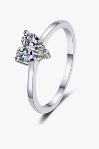 925 Sterling Silver Heart-Shaped Moissanite Solitaire Ring - Everydayswear - 