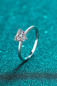 925 Sterling Silver Heart-Shaped Moissanite Solitaire Ring - Everydayswear - 