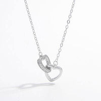 925 Sterling Silver Inlaid Zircon Heart Necklace - Everydayswear - 