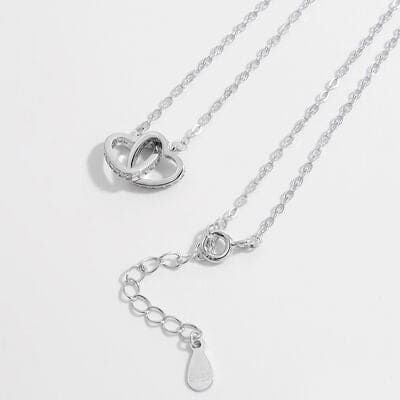 925 Sterling Silver Inlaid Zircon Heart Necklace - Everydayswear - 