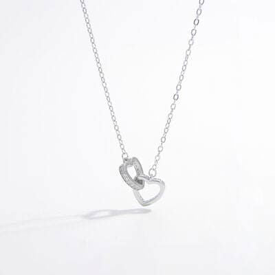 925 Sterling Silver Inlaid Zircon Heart Necklace - Everydayswear - 