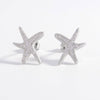 925 Sterling Silver Inlaid Zircon Starfish Earrings - Everydayswear - 