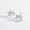 925 Sterling Silver Inlaid Zircon Starfish Earrings - Everydayswear - 