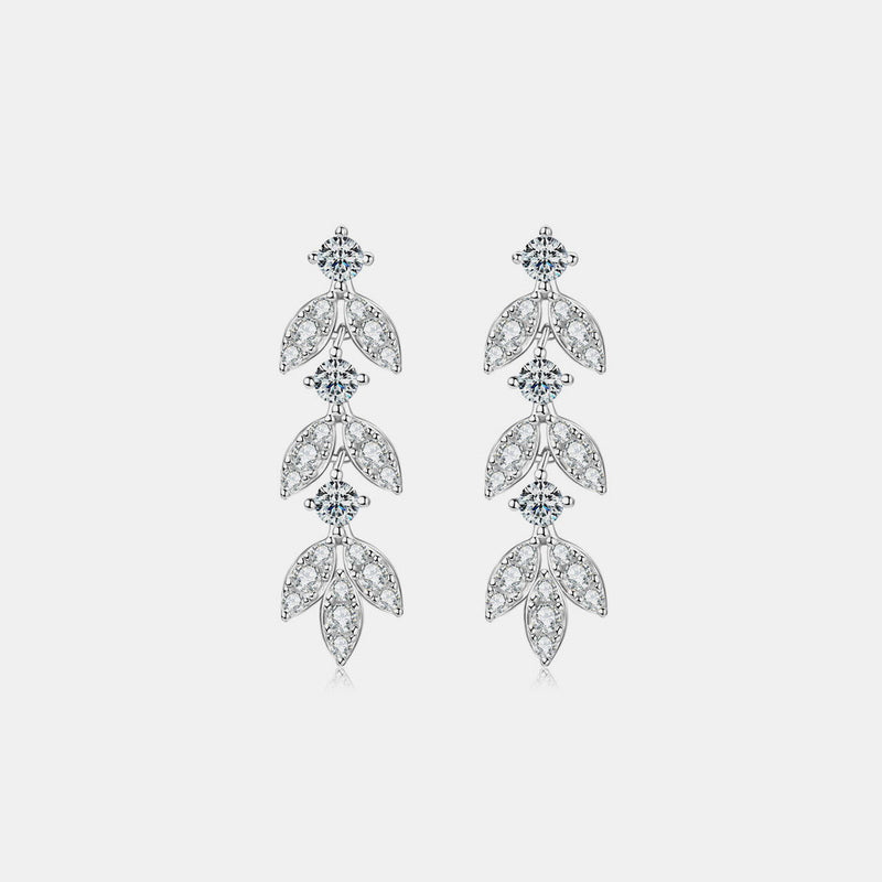 925 Sterling Silver Moissanite Leaf Earrings - Everydayswear - 