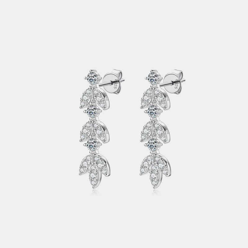 925 Sterling Silver Moissanite Leaf Earrings - Everydayswear - 