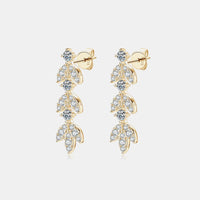 925 Sterling Silver Moissanite Leaf Earrings - Everydayswear - 