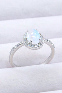 925 Sterling Silver Natural Moonstone Halo Ring - Everydayswear - 