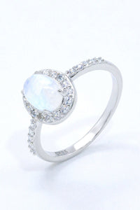 925 Sterling Silver Natural Moonstone Halo Ring - Everydayswear - 