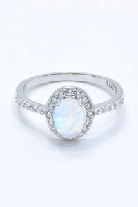 925 Sterling Silver Natural Moonstone Halo Ring - Everydayswear - 