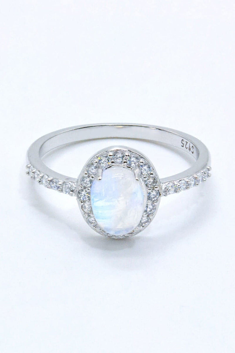 925 Sterling Silver Natural Moonstone Halo Ring - Everydayswear - 