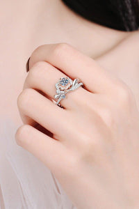 925 Sterling Silver Rose-Shaped Moissanite Ring - Everydayswear - 