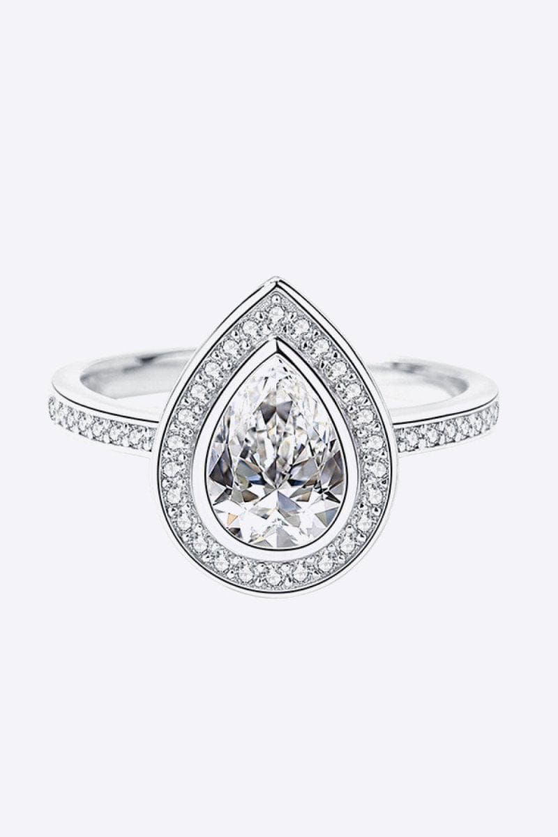 925 Sterling Silver Teardrop Moissanite Ring - Everydayswear - 