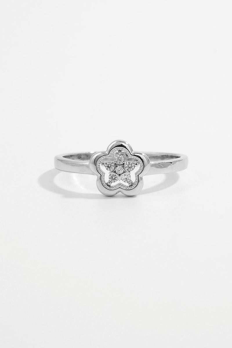 925 Sterling Silver Zircon Flower Ring - Everydayswear - 