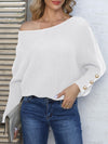 Full Size Boat Neck Long Sleeve Sweater