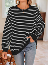 Striped Round Neck Long Sleeve Sweatshirt