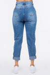 American Bazi High Waist Pleated Waist Mom Jeans