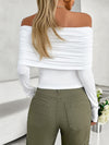 Ruched Off-Shoulder Long Sleeve T-Shirt