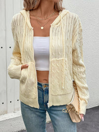 Zip Up Long Sleeve Hooded Cardigan