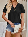 Eyelet V-Neck Short Sleeve Top