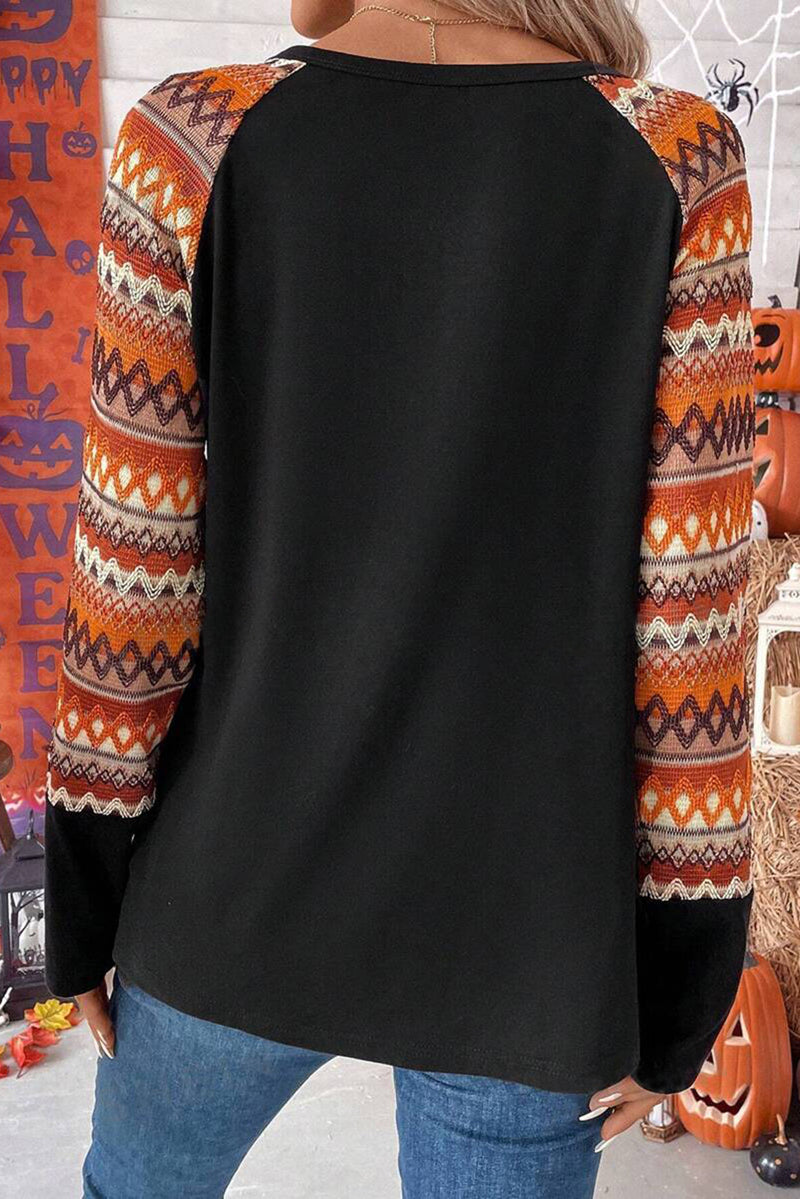 Printed Round Neck Long Sleeve Top