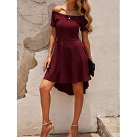 Stunning Off-The-Shoulder Elegant Dress - Solid Slim Fit, Perfect for All Seasons, Women's Party Clothing, Formal Occasions, and Special Events - High-Quality Fabric, Comfortable Wear, and Flattering Silhouette